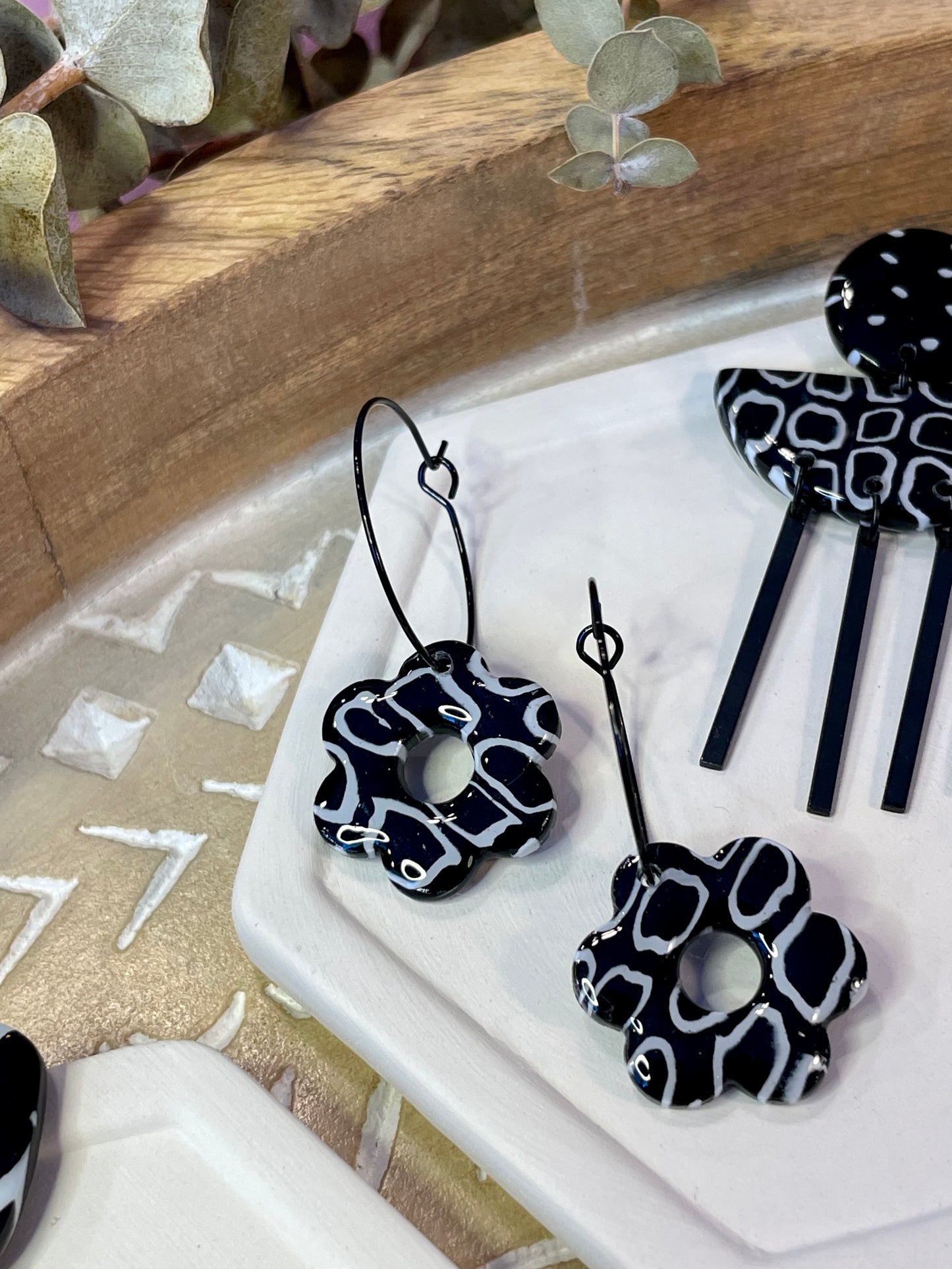 Graphic black and white earrings (group 2)