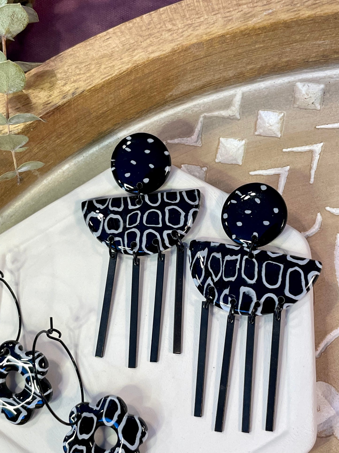 Graphic black and white earrings (group 2)