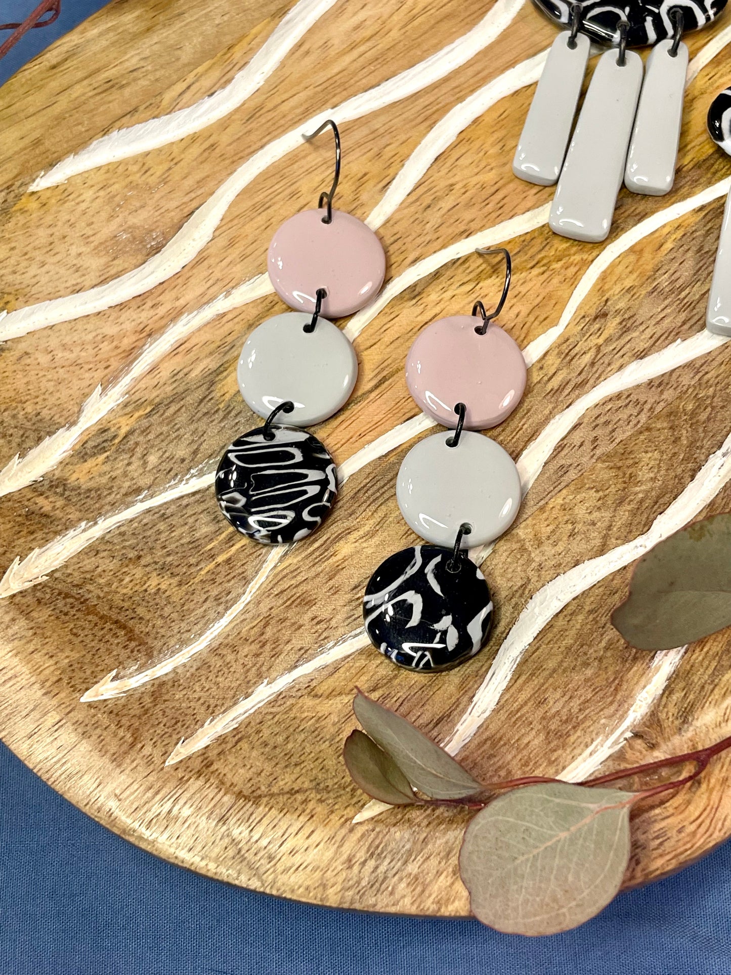 Graphic collage and pastel earrings (group 2)