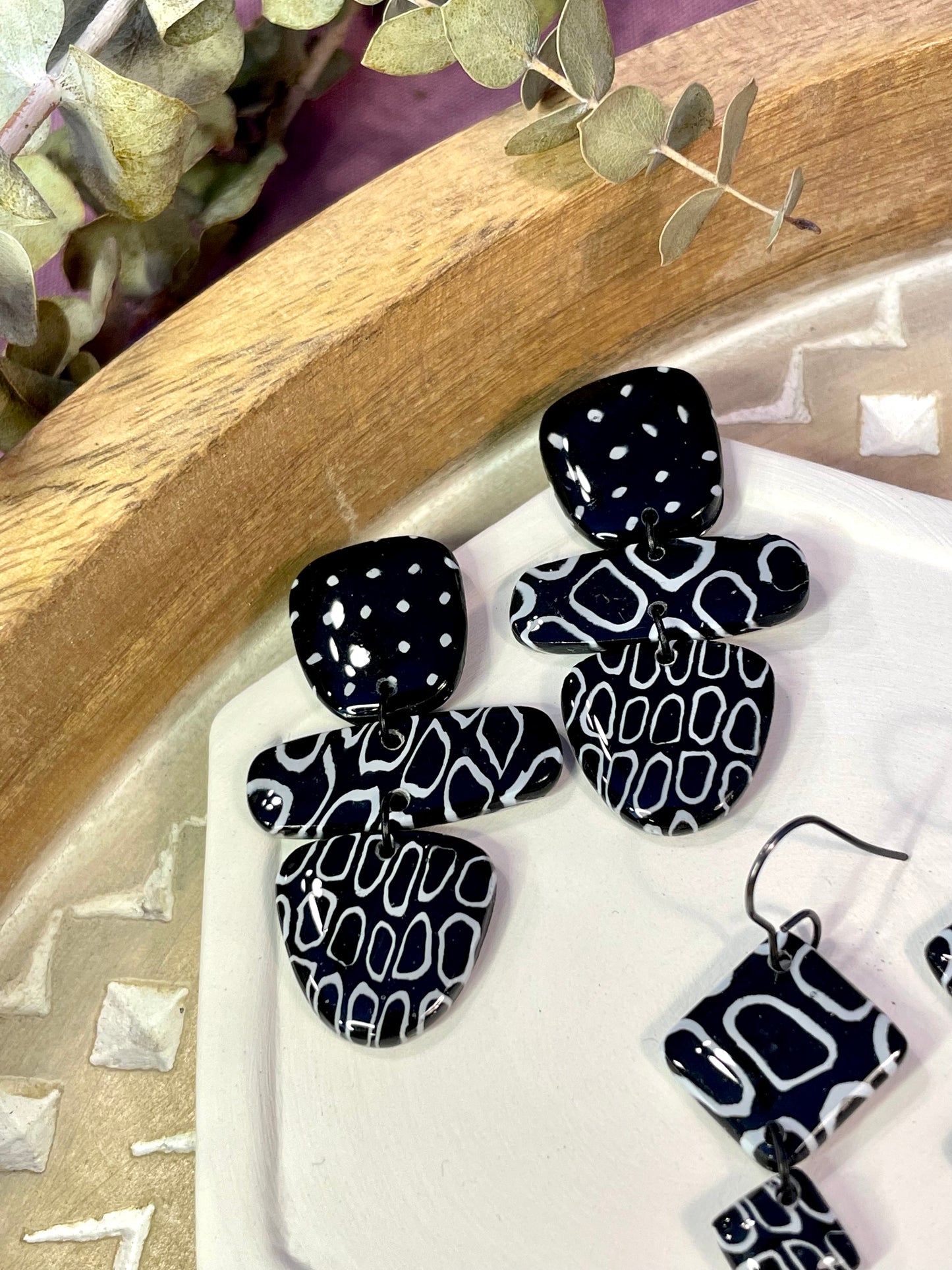 Graphic black and white earrings (group 3)