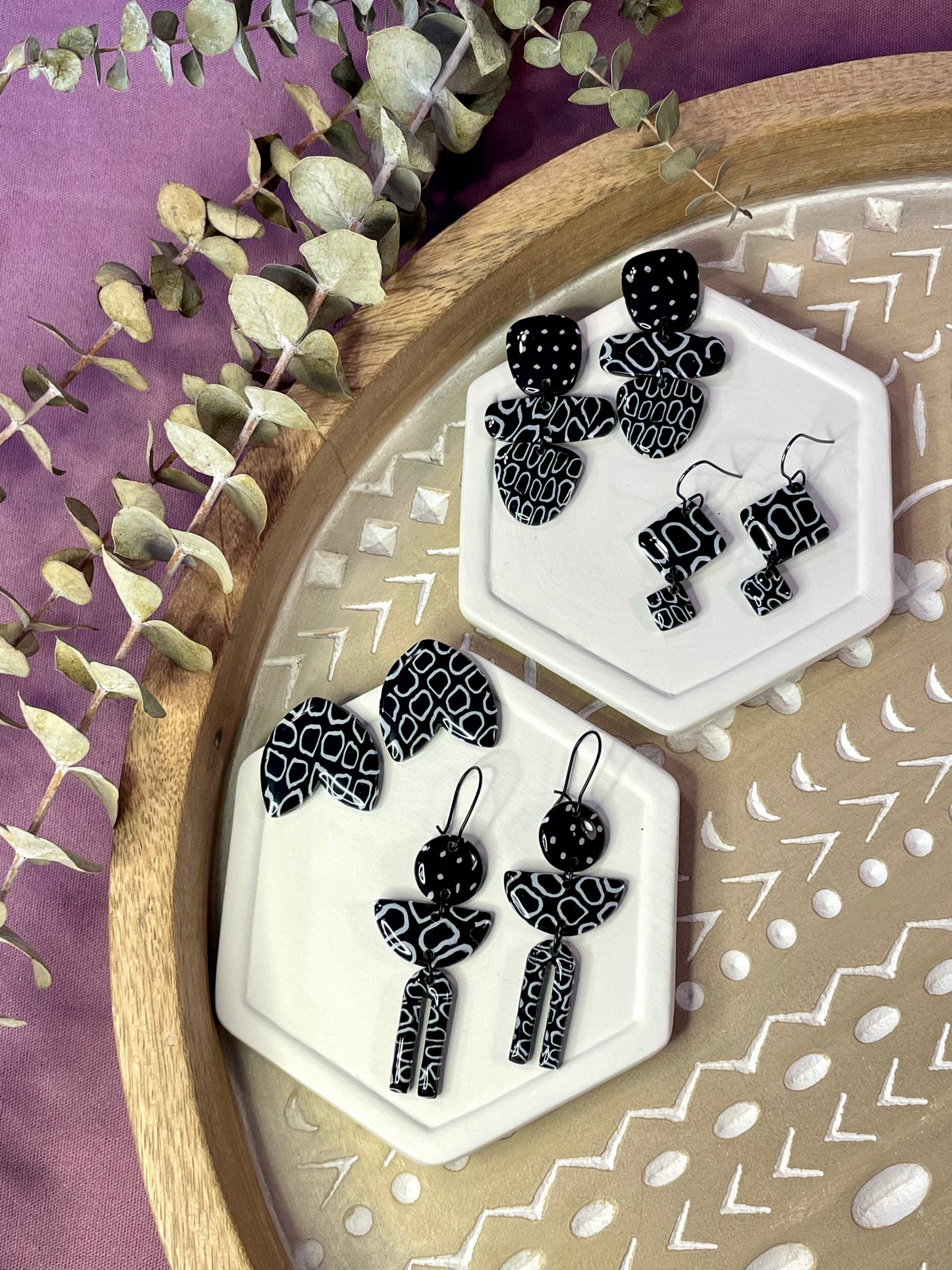 Graphic black and white earrings (group 3)